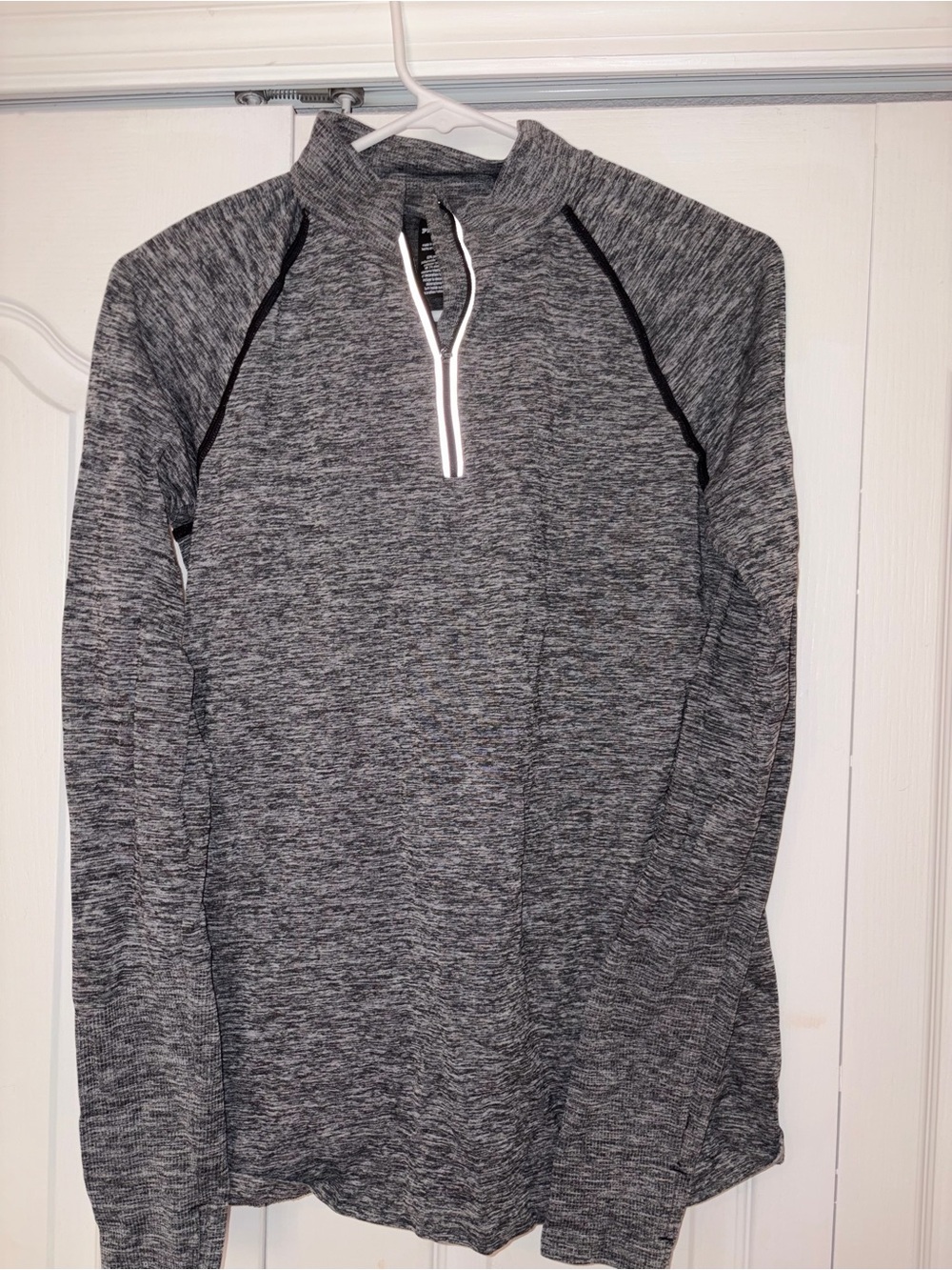 PINK Active Gray Heather Quarter-Zip Performance Sweater